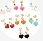 Heart Enamel hoops with Cubic - Pastel Pink