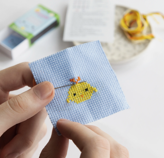 Load image into Gallery viewer, Kawaii Chick Mini Cross Stitch Kit In A Matchbox

