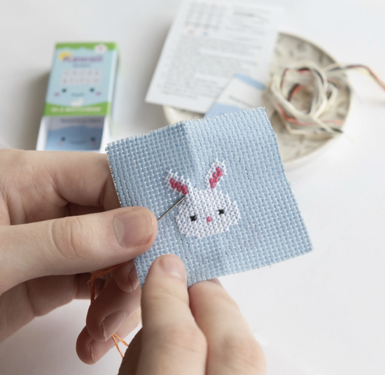 Kawaii Cross Stitch Bunny In A Matchbox