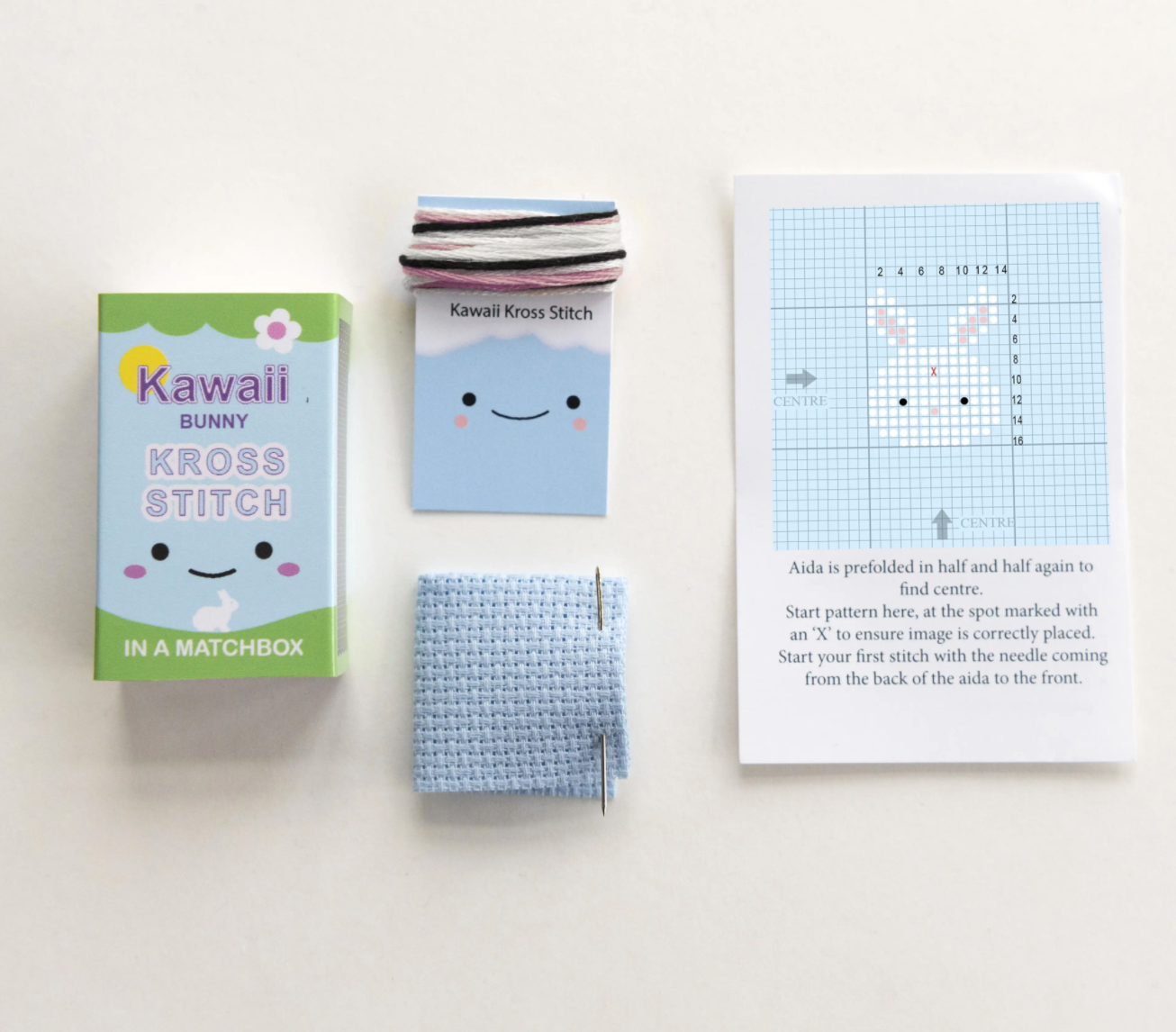 Kawaii Cross Stitch Bunny In A Matchbox