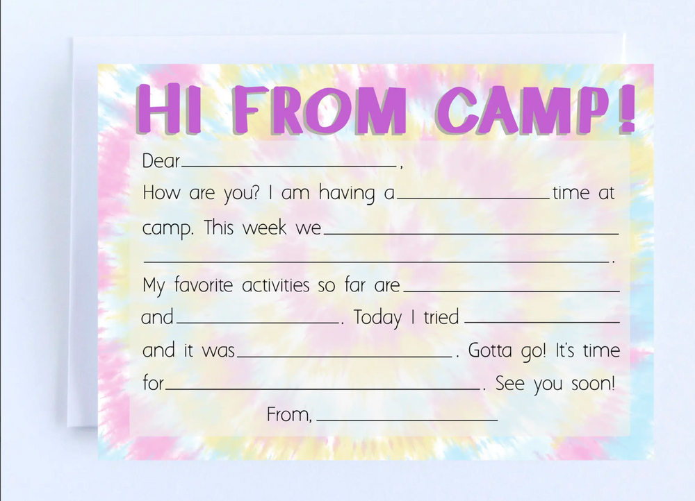 Camp Cards: Pastel Tie Dye Fill In - Boxed Set of 10