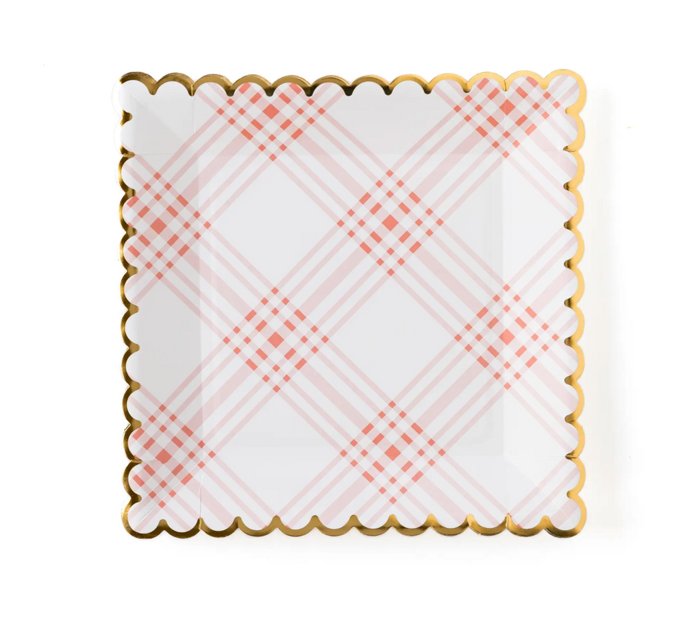 Garden Party 9" Scalloped Plaid Plate