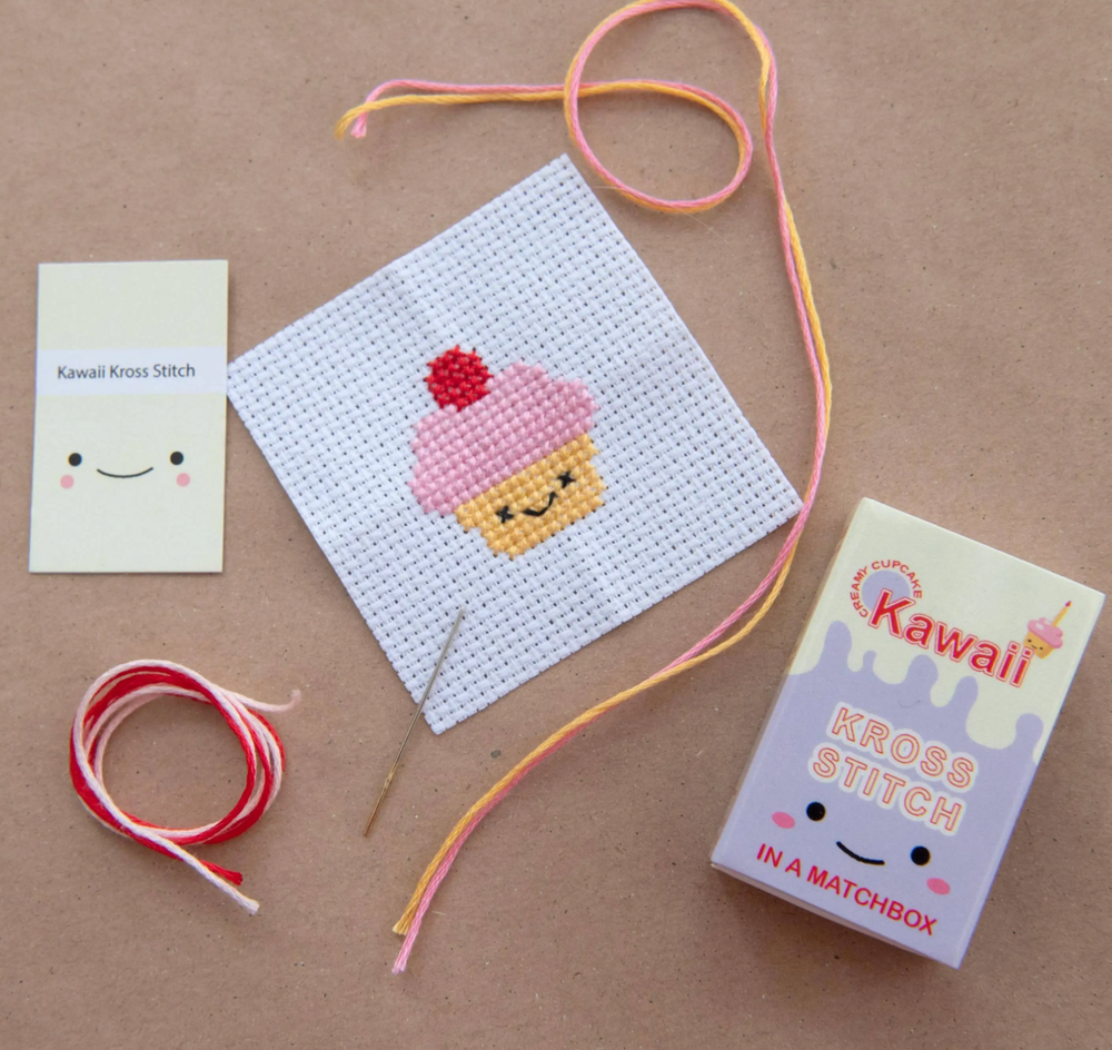 Kawaii Cup Cake Mini Cross Stitch Kit In A Matchbox
