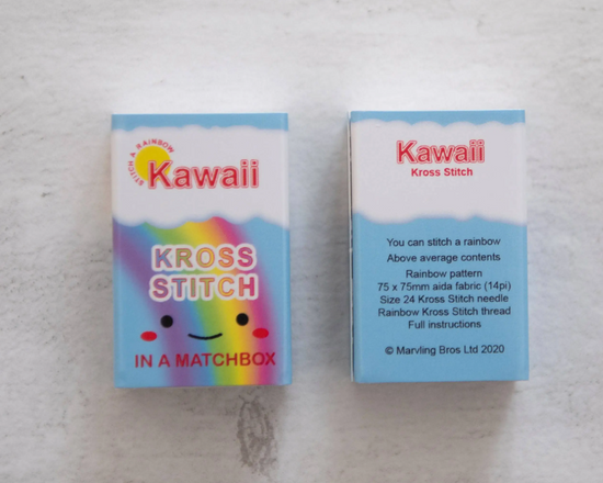 Kawaii Rainbow Heart Mini Cross Stitch Kit In A Matchbox