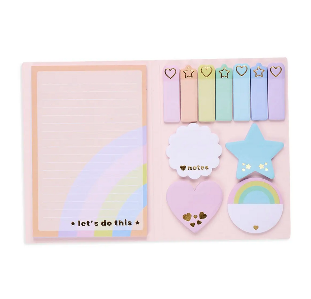 Side Notes Sticky Tab Note Pad - Pastel Rainbows