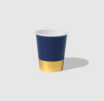 Navy Blue and Gold Dipped Paper Party Cups
