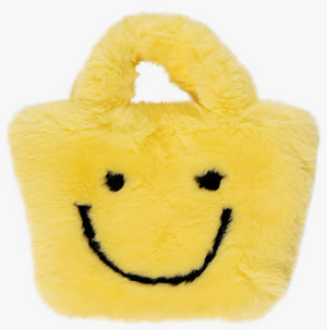 Faux Fur Fuzzy Smiley Face Purse