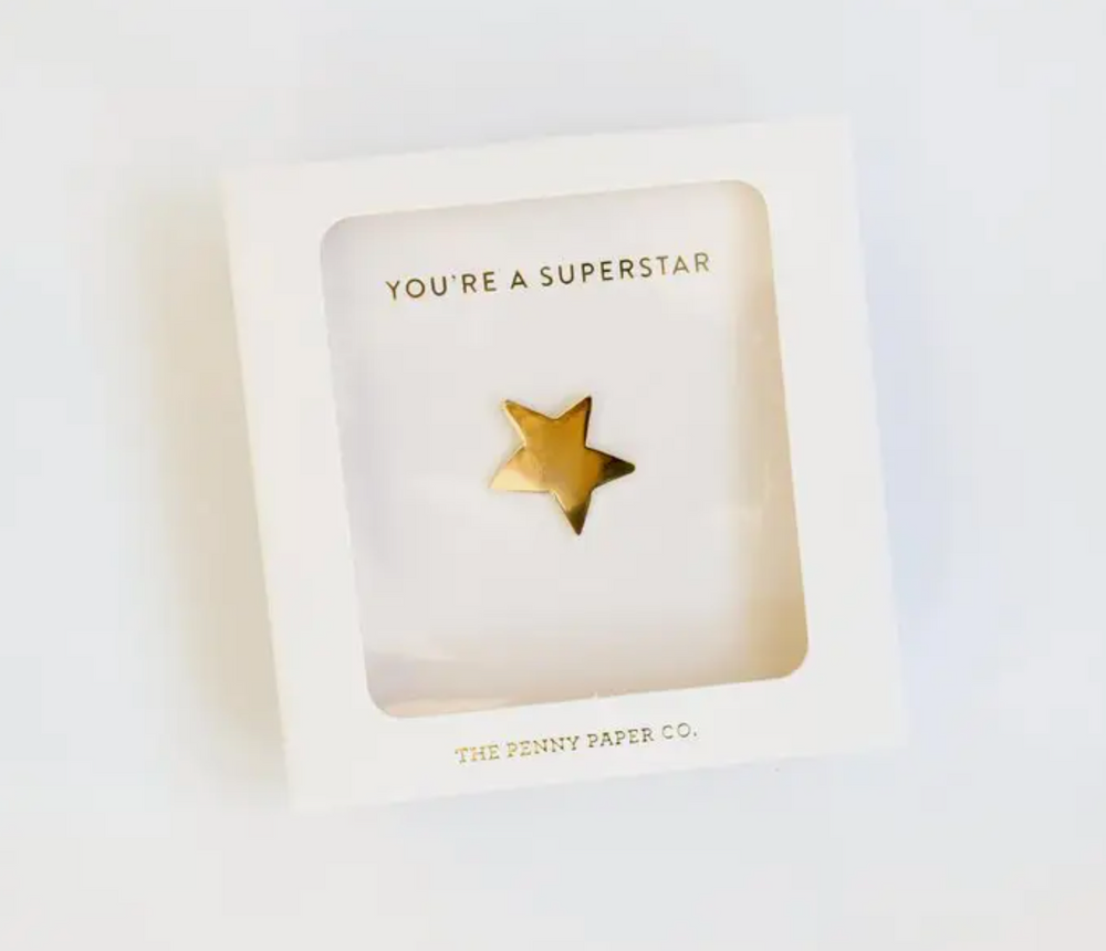 
            
                Load image into Gallery viewer, You&amp;#39;re A Superstar, Gold Star Enamel Pin Boxed Set
            
        