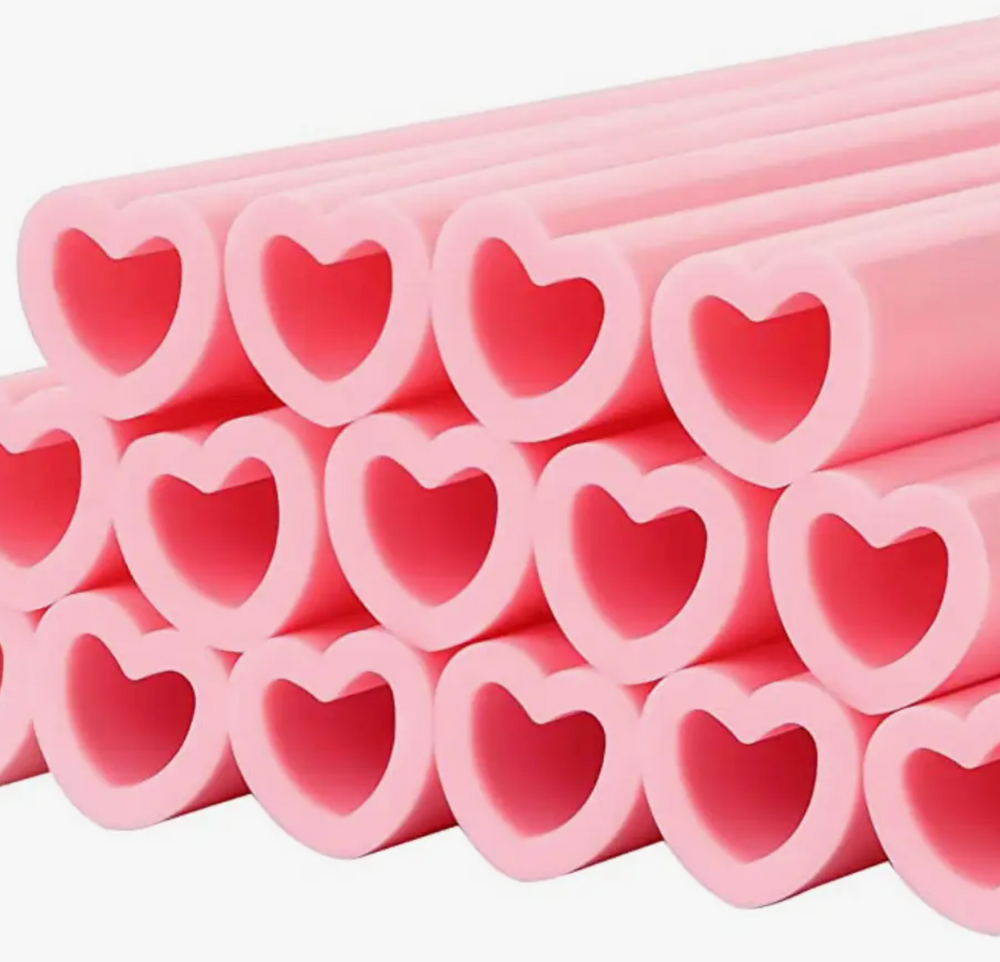 Matte pink tumbler pink heart straw