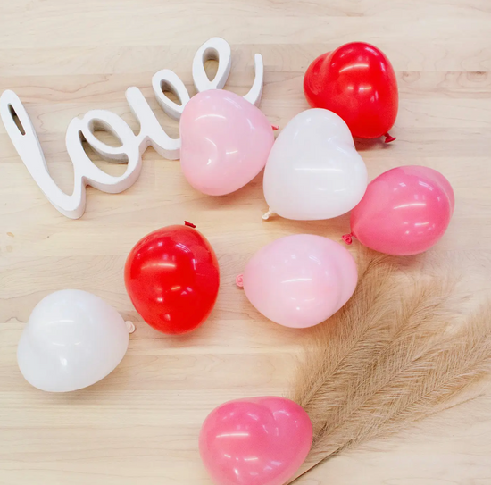 Assorted Mini Red, Pink, & White Heart Balloons 6"