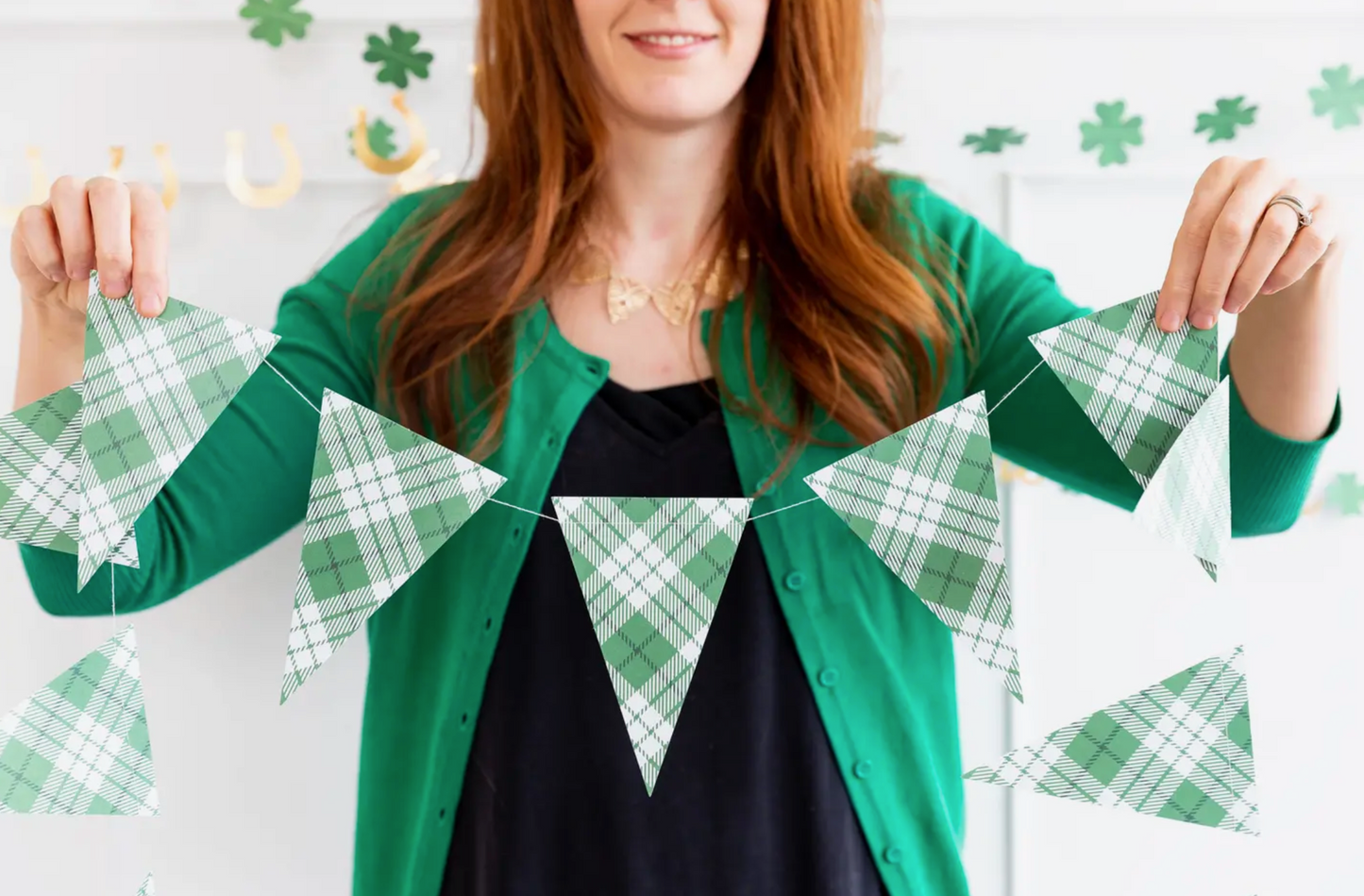 St Patrick's Day Plaid Pennant Banner