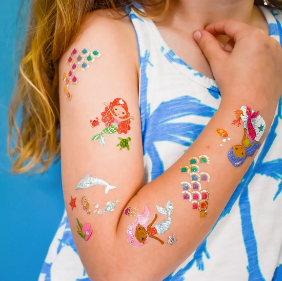 YAKAGO 13 Pieces Mermaid Temporary Tattoos For Women Girls Waterproof Fake  Tattoo Stickers -