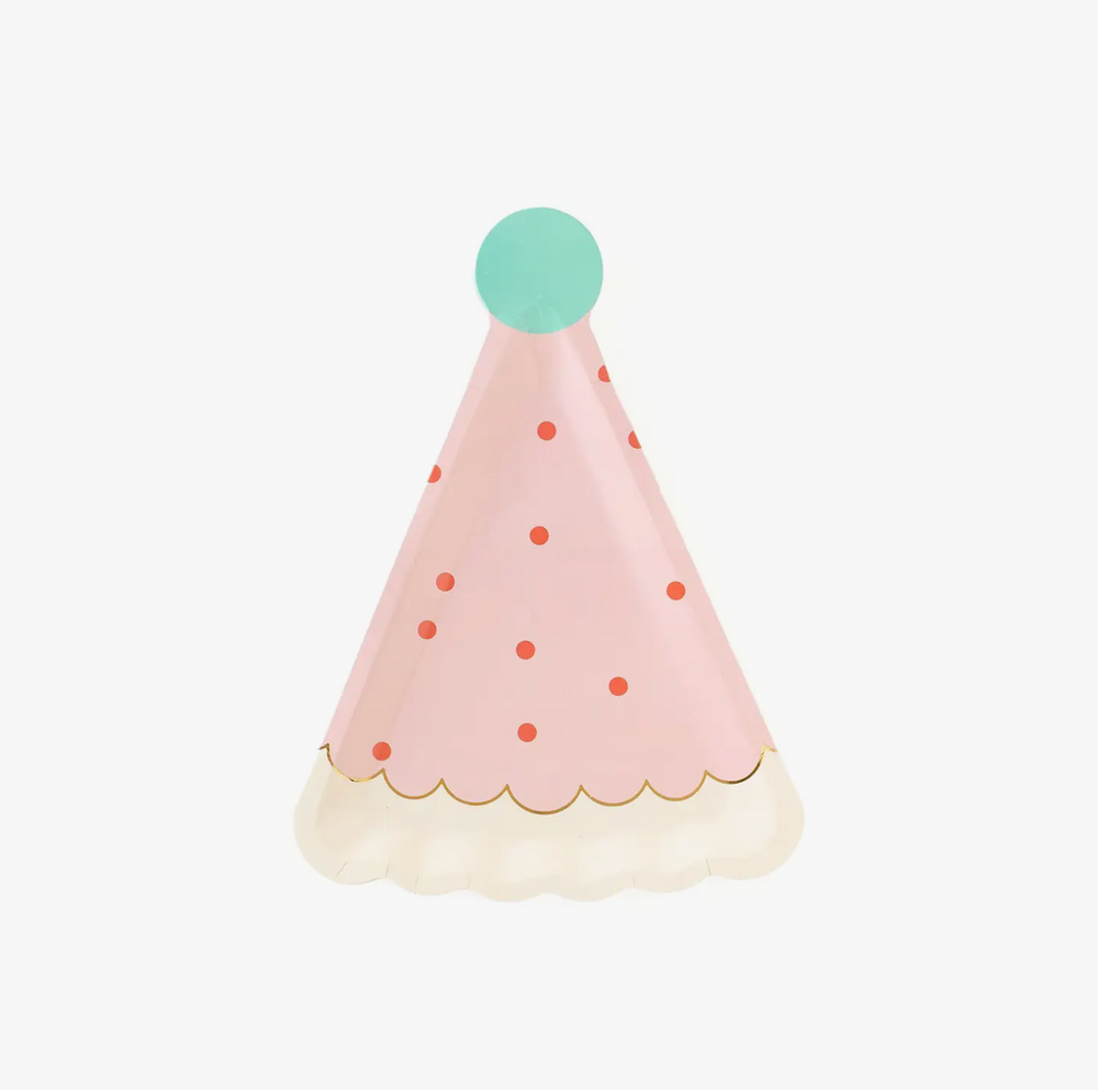 Pink Birthday Hat Shaped Plate